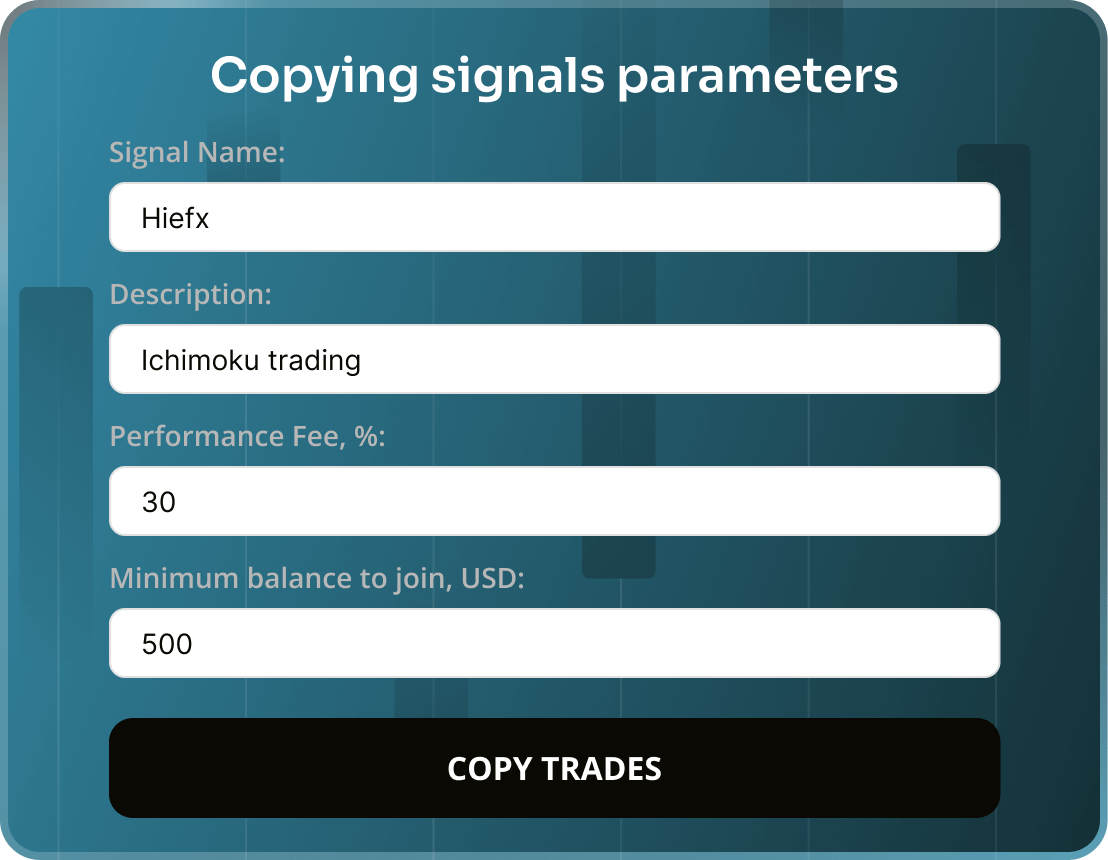 Determine the parameters for copying signals by filling out a special table